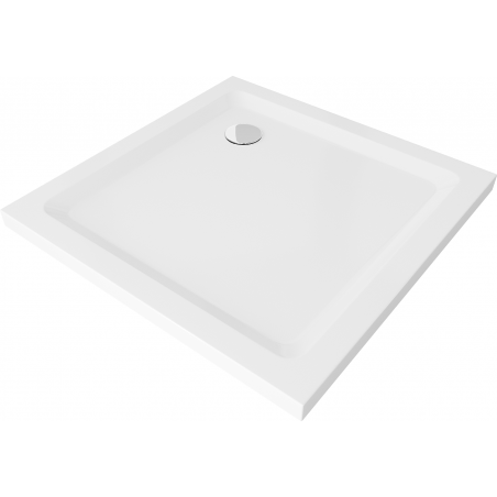 Mexen Flat Quadratische Duschwanne Slim 80 x 80 cm, weiß, Chrom-Siphon - 40108080
