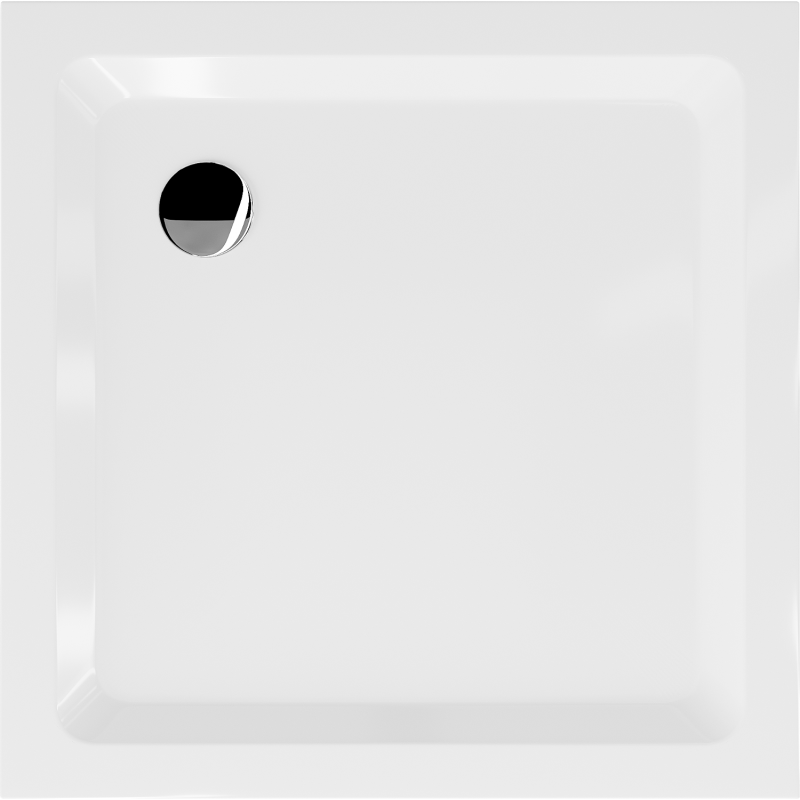 Mexen Flat brodzik kwadratowy slim 90 x 90 cm, biały, syfon chrom - 40109090