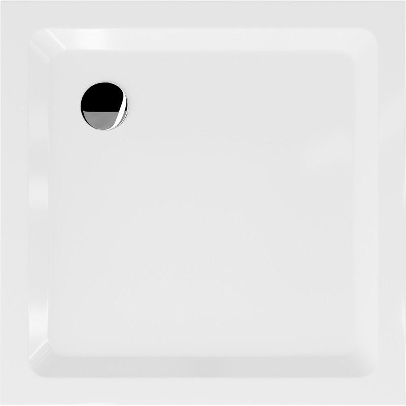 Mexen Flat kvadratna tuš kada slim 90 x 90 cm, bijela, krom sifon - 40109090