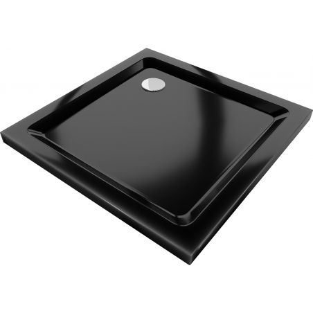 Mexen Flat brodzik kwadratowy slim 90 x 90 cm, czarny, syfon chrom - 40709090