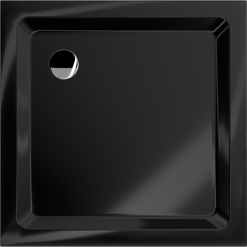 Mexen Flat quadratische Duschwanne Slim 90 x 90 cm, schwarz, Ablauf chrom - 40709090