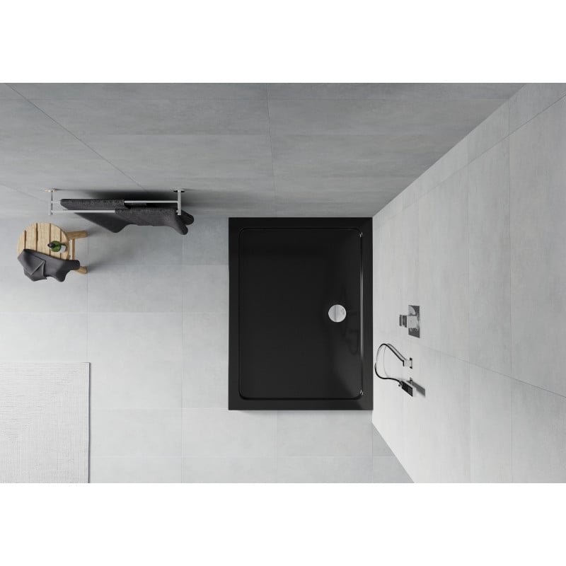 Mexen Flat Rechteckige Duschwanne Slim 120 x 90 cm, schwarz, Chrom-Ablauf - 40709012