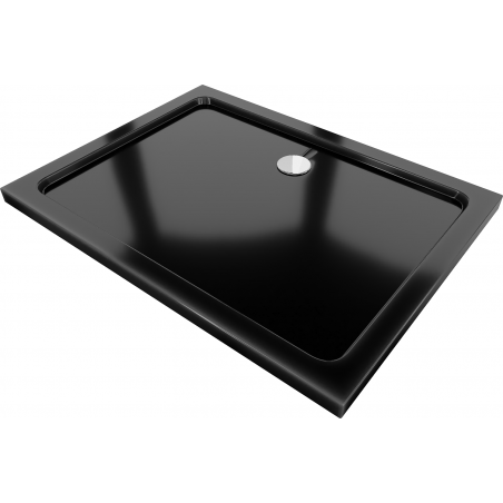 Mexen Flat Rechteckige Slim-Duschwanne 100 x 90 cm, schwarz, Chrom-Siphon - 40709010