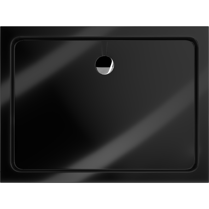 Mexen Flat rectangular slim shower tray 100 x 90 cm, black, chrome siphon - 40709010