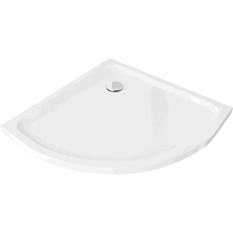 Mexen Flat Halbkreis-Duschwanne Slim 70 x 70 cm, weiß, Chrom-Siphon - 41107070