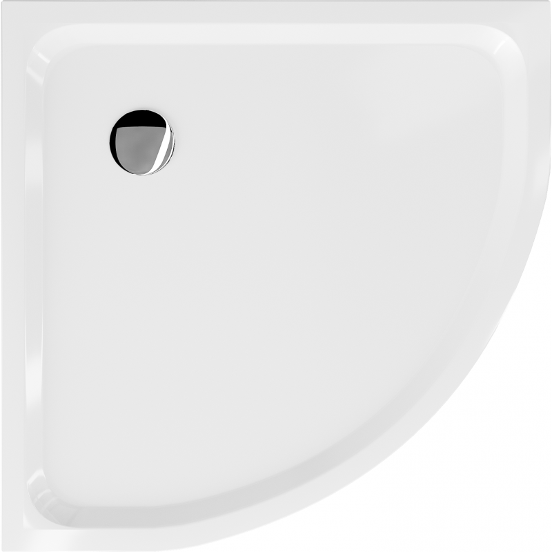 Mexen Flat brodzik półokrągły slim 70 x 70 cm, biały, syfon chrom - 41107070
