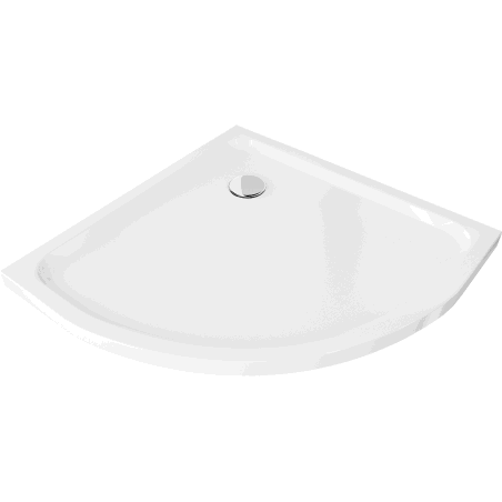 Mexen Flat Halbrunde Duschtasse Slim 80 x 80 cm, weiß, Chrom-Siphon - 41108080