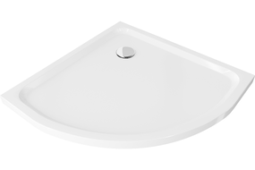 Mexen Flat halfcirkelvormige dunne douchebak 80 x 80 cm, wit, chroom sifon - 41108080