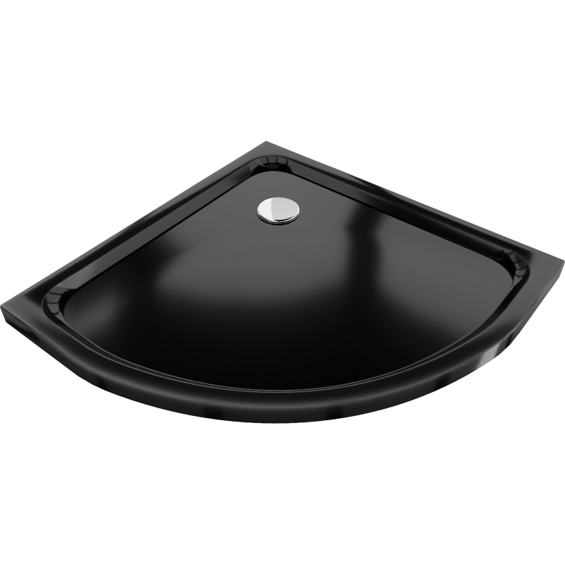 Mexen Flat plato de ducha semicircular slim 70 x 70 cm, negro, sifón cromado - 41707070
