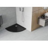 Mexen Flat plato de ducha semicircular slim 70 x 70 cm, negro, sifón cromado - 41707070