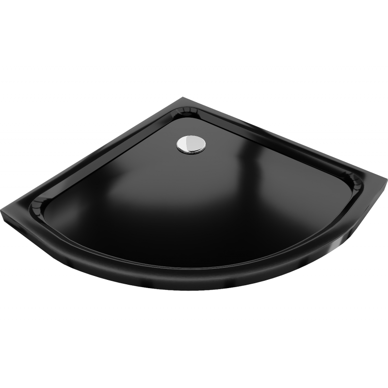 Mexen Flat brodzik półokrągły slim 80 x 80 cm, czarny, syfon chrom - 41708080