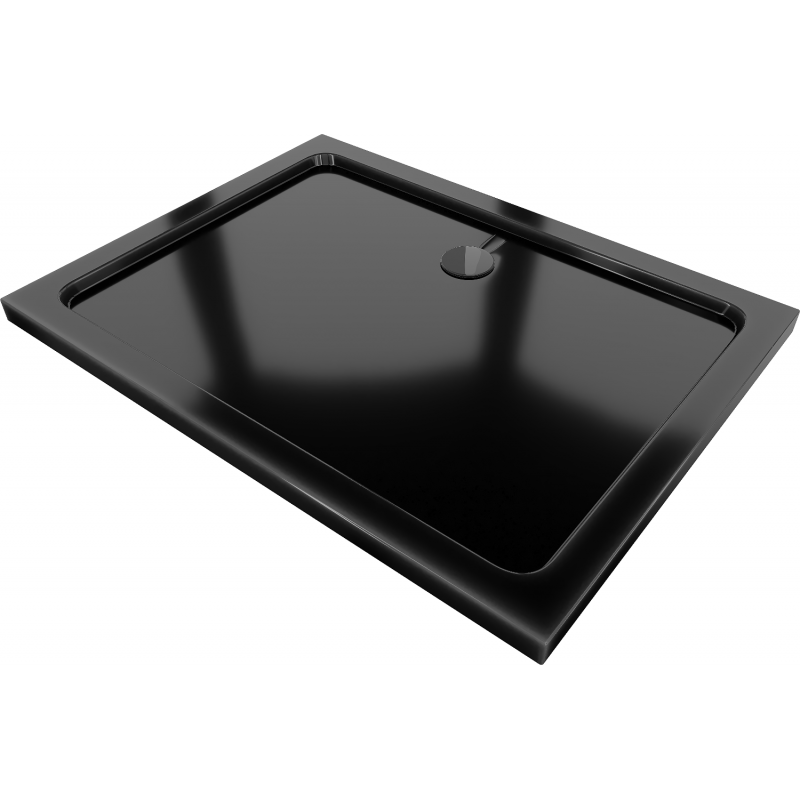 Mexen Flat brodzik prostokątny slim 100 x 80 cm, czarny, syfon czarny - 40708010B