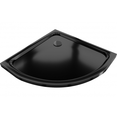 Mexen Flat receveur de douche demi-circulaire slim 90 x 90 cm, noir, siphon noir - 41709090B