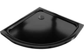 Mexen Flat receveur de douche demi-circulaire slim 90 x 90 cm, noir, siphon noir - 41709090B