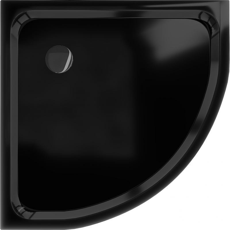 Mexen Flat Halbrunde Slim-Duschwanne 80 x 80 cm, Schwarz, schwarzer Siphon - 41708080B