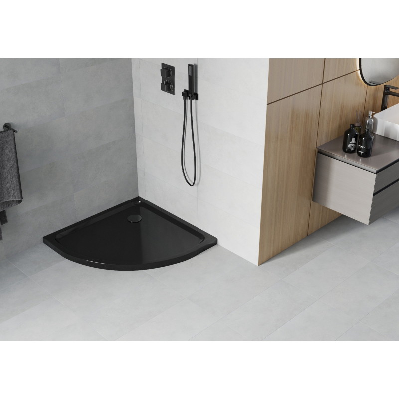 Mexen Flat poolringikujuline dušialus slim 70 x 70 cm, must, sifoon must - 41707070B
