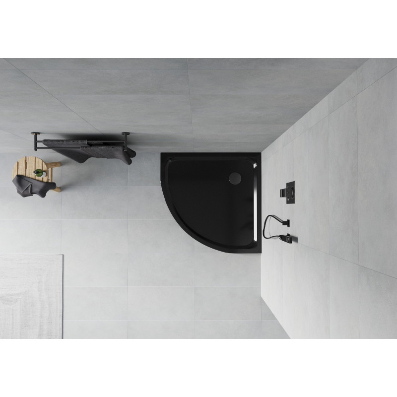 Mexen Flat poolringikujuline dušialus slim 70 x 70 cm, must, sifoon must - 41707070B