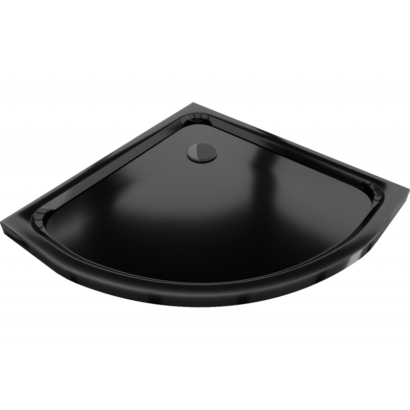 Mexen Flat semi-circular slim shower tray 70 x 70 cm, black, black siphon - 41707070B
