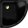Mexen Flat semi-circular shower tray slim 90 x 90 cm, black, gold siphon - 41709090G