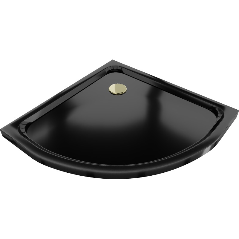 Mexen Flat duši all, poolringikujuline, slim 90 x 90 cm, must, kuldne sifoon - 41709090G