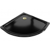 Mexen Flat semi-circular shower tray slim 90 x 90 cm, black, gold siphon - 41709090G