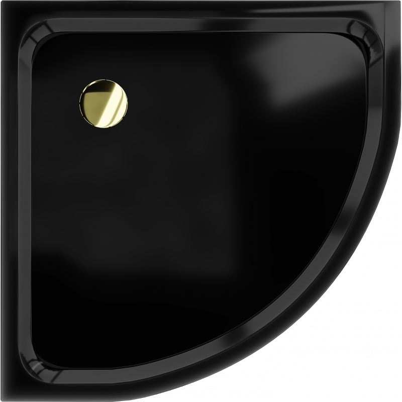 Mexen Flat Halbrunde Duschwanne Slim 80 x 80 cm, schwarz, goldener Siphon - 41708080G