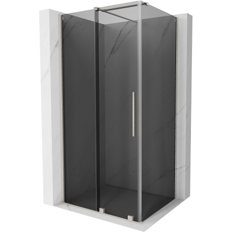 Mexen Velar sliding shower cabin 140 x 100 cm, graphite, brushed nickel - 871-140-100-41-97