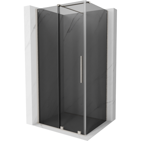 Mexen Velar sliding shower cabin 130 x 85 cm, graphite, brushed nickel - 871-130-085-41-97