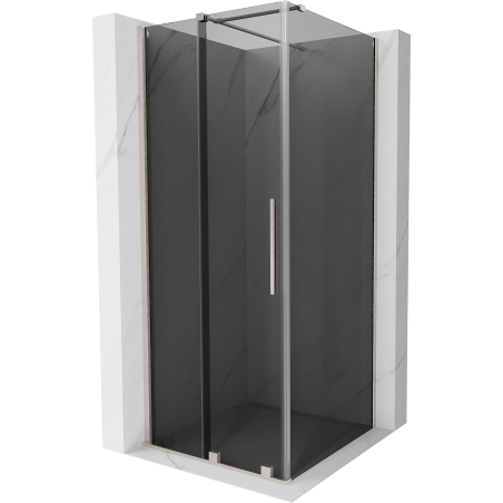 Mexen Velar sliding shower cabin 100 x 100 cm, graphite, brushed nickel - 871-100-100-41-97