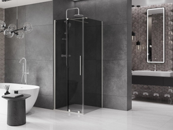 Mexen Velar sliding shower cabin 100 x 100 cm, graphite, brushed nickel - 871-100-100-41-97