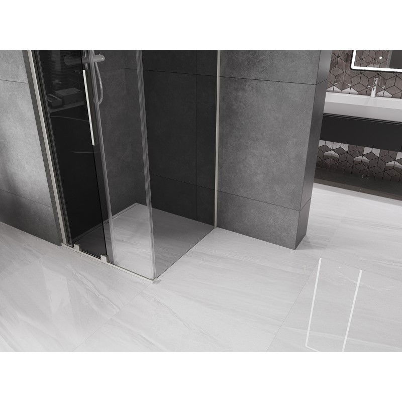 Mexen Velar sliding shower cabin 100 x 100 cm, graphite, brushed nickel - 871-100-100-41-97