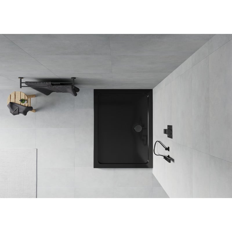 Mexen Flat brodzik prostokątny slim 120 x 90 cm, czarny, syfon czarny - 40709012B