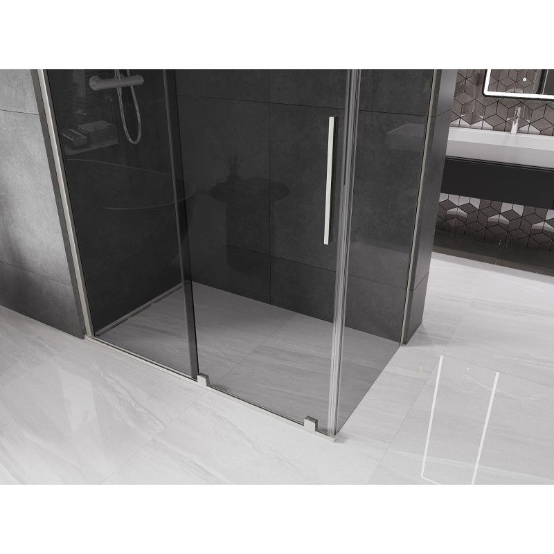 Mexen Velar sliding shower cabin 150 x 85 cm, graphite, brushed nickel - 871-150-085-41-97