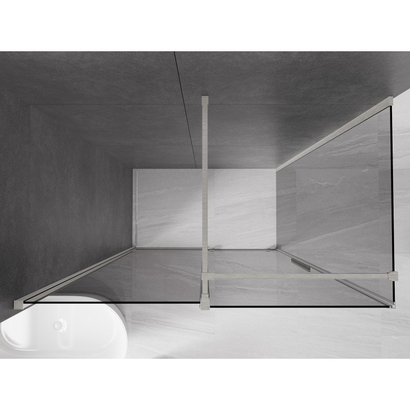 Mexen Velar klizna za tuš na razvlačenje 160 x 100 cm, grafit, brušeni nikal - 871-160-100-41-97