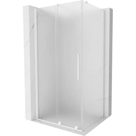 Mexen Velar sliding shower cabin 90 x 80 cm, frosted, white - 871-090-080-31-20