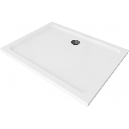 Mexen Flat rechteckige Duschwanne Slim 100 x 70 cm, weiß, schwarzer Siphon - 40107010B
