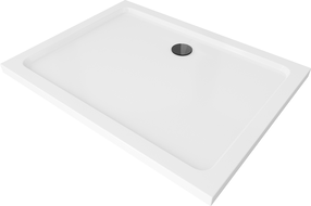 Mexen Flat ristkülikukujuline dušialus slim 90 x 70 cm, valge, must sifoon - 40107090B