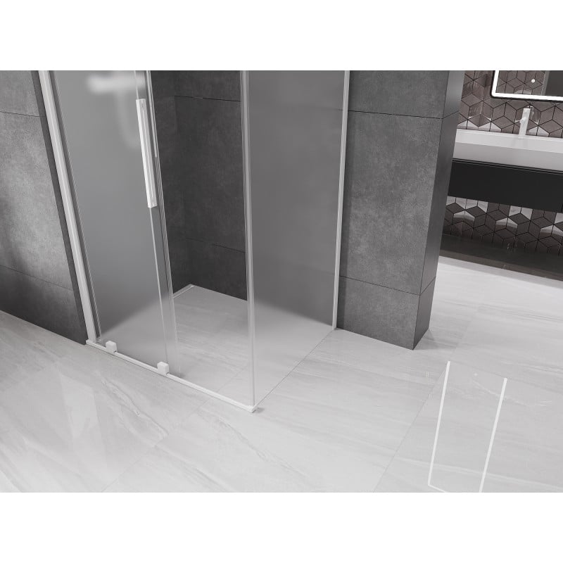 Mexen Velar sliding shower cabin 110 x 75 cm, frosted, white - 871-110-075-31-20