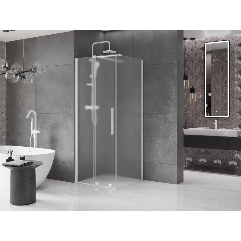 Mexen Velar klizna tuš kabina klizna 100 x 100 cm, mat, bijela - 871-100-100-31-20