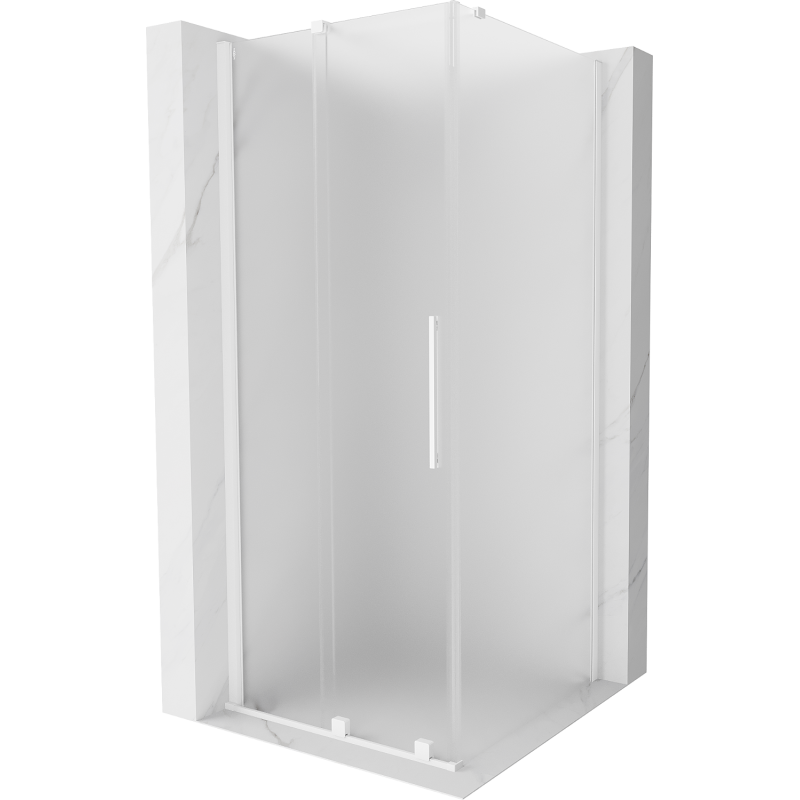 Mexen Velar liukuovinen suihkukabiini 100 x 100 cm, huurrettu, valkoinen - 871-100-100-31-20