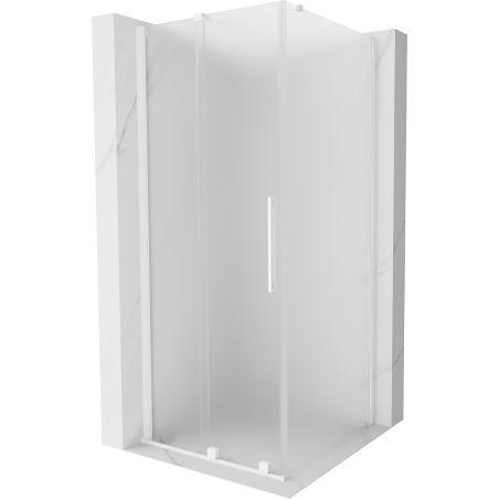 Mexen Velar cabine de douche coulissante 110 x 110 cm, givrée, blanche - 871-110-110-31-20
