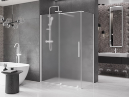 Mexen Velar sliding shower cabin 140 x 80 cm, frost, white - 871-140-080-31-20