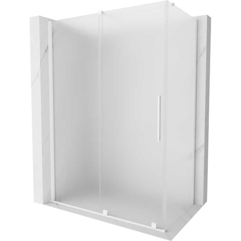Mexen Velar cabina de ducha corredera 140 x 85 cm, esmerilado, blanco - 871-140-085-31-20