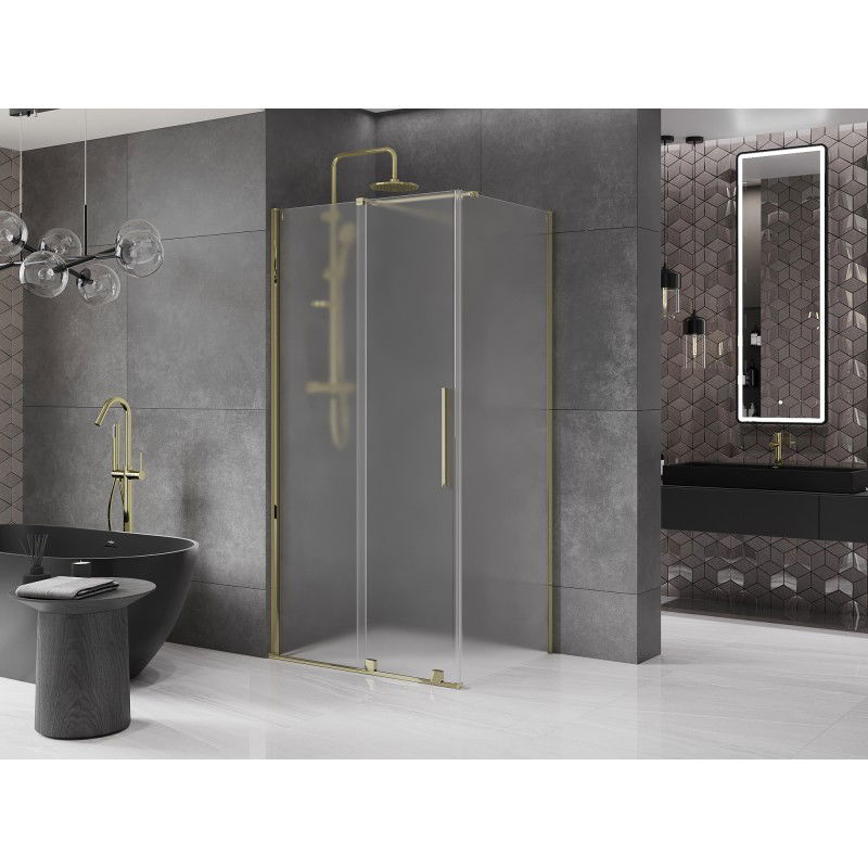 Mexen Velar cabina doccia scorrevole 90 x 75 cm, satinato, oro - 871-090-075-31-50