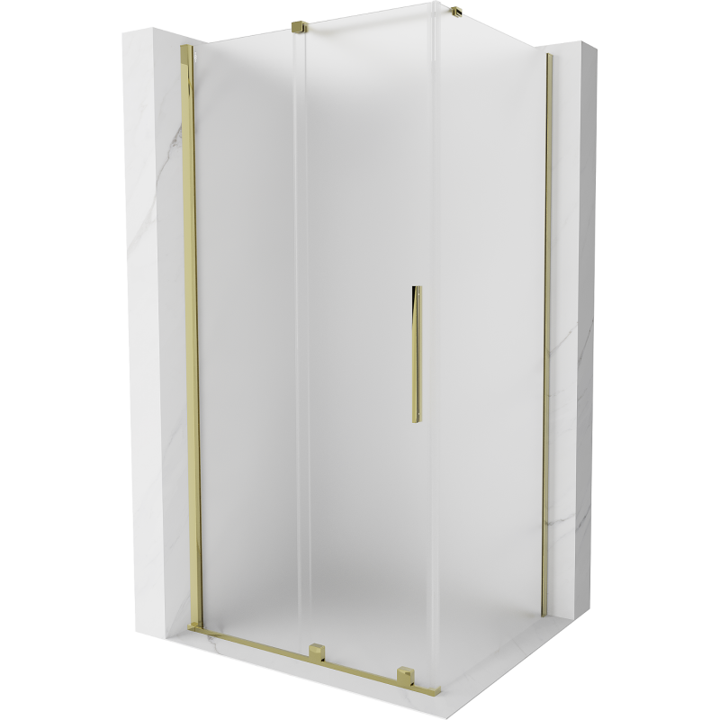Mexen Velar cabina de ducha corrediza 120 x 110 cm, escarcha, dorada - 871-120-110-31-50