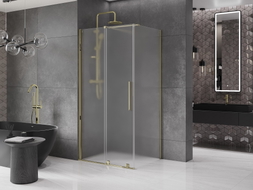 Mexen Velar klizni tuš s kliznim vratima 120 x 90 cm, matirano, zlatno - 871-120-090-31-50