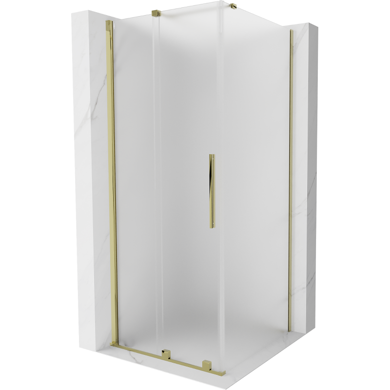 Mexen Velar skjutbar duschkabin 110 x 110 cm, frost, guld - 871-110-110-31-50
