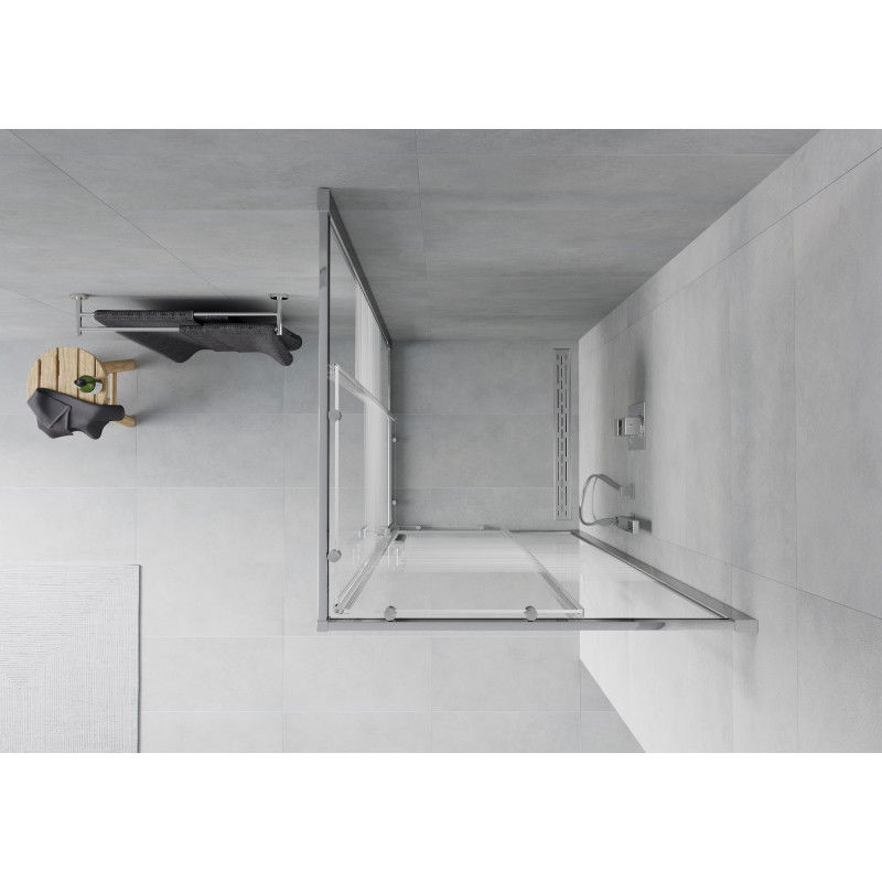 Mexen Rio cabine de duche quadrada 90 x 90 cm, faixas brancas, cromado - 860-090-090-01-20