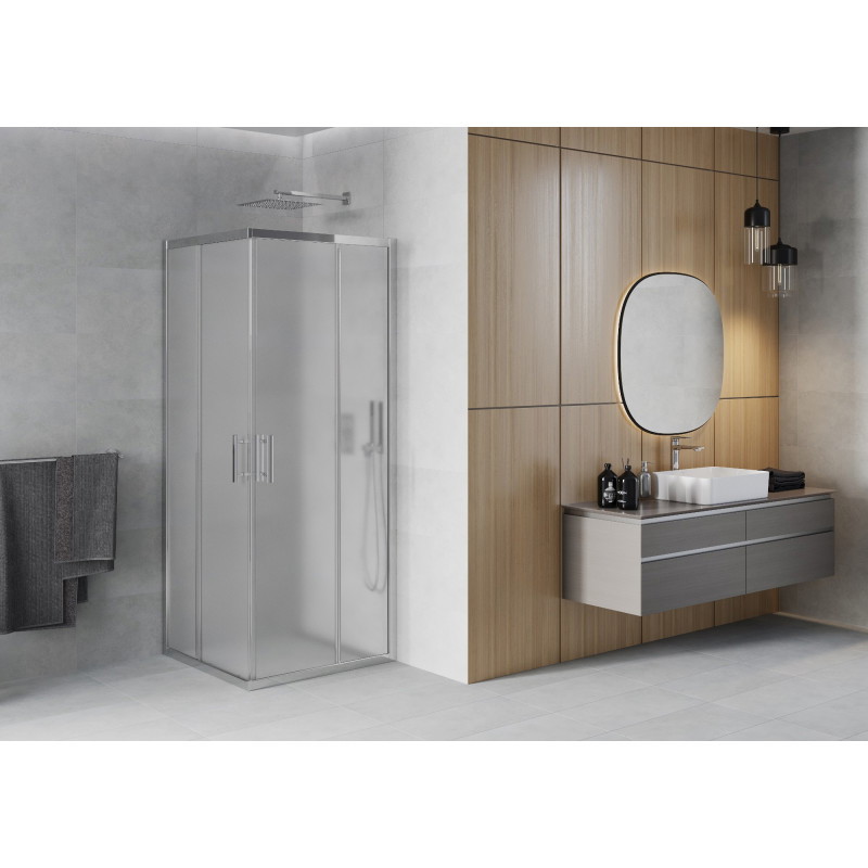 Mexen Rio vierkante douchecabine 70 x 70 cm, matglas, chroom - 860-070-070-01-30