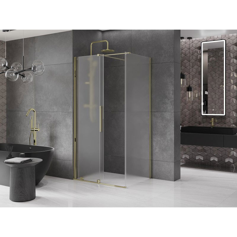 Mexen Velar sliding shower enclosure 130 x 90 cm, frosted, gold - 871-130-090-31-50